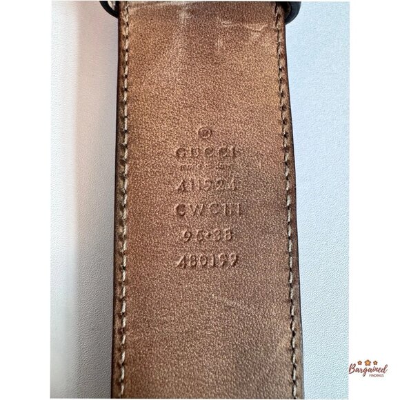 Auth Gucci Black Guccissima Leather Silver Interlocking G Buckle Belt 95/38 - Picture 11 of 13